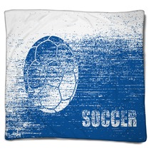 Grunge Soccer Background Blankets 113614355