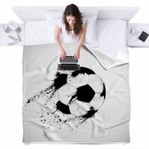 Grunge Soccer Ball Blankets 64918564