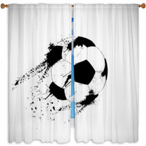 Grunge Soccer Ball Window Curtains 64918564