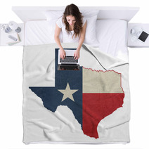 Grunge State Of Texas Flag Map Blankets 61426742