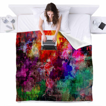 Grunge Style Abstract Watercolor Background Blankets 58975002
