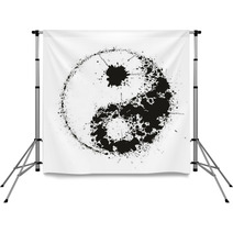 Grunge Yin Yan Symbol Made Of Black Ink Splashes,vector Backdrops 54169981