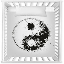 Grunge Yin Yan Symbol Made Of Black Ink Splashes,vector Nursery Decor 54169981