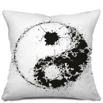 Grunge Yin Yan Symbol Made Of Black Ink Splashes,vector Pillows 54169981