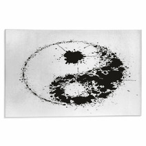 Grunge Yin Yan Symbol Made Of Black Ink Splashes,vector Rugs 54169981