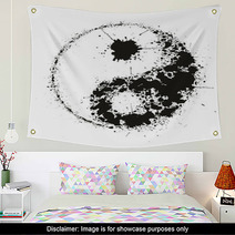 Grunge Yin Yan Symbol Made Of Black Ink Splashes,vector Wall Art 54169981