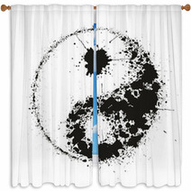 Grunge Yin Yan Symbol Made Of Black Ink Splashes,vector Window Curtains 54169981