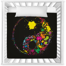 Grunge Yin Yan Symbol Made Of Colourful Paint Splashes Nursery Decor 46350806