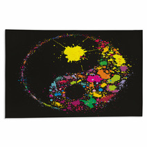 Grunge Yin Yan Symbol Made Of Colourful Paint Splashes Rugs 46350806
