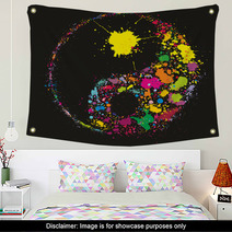 Grunge Yin Yan Symbol Made Of Colourful Paint Splashes Wall Art 46350806