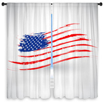 Grungy American Flag Background Window Curtains 52973303