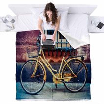 Grungy Retro Bike Blankets 64181529