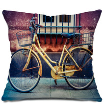 Grungy Retro Bike Pillows 64181529