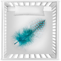 Guinea Fowl Feather  Turquoise  On A White Background Nursery Decor 52985078