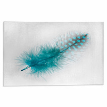 Guinea Fowl Feather  Turquoise  On A White Background Rugs 52985078