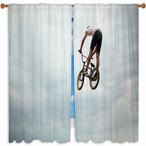 Guy Jumps On Bike Window Curtains 55251710