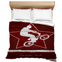 Guy On A Bmx And Red Star Bedding 12582380