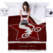 Guy On A Bmx And Red Star Blankets 12582380