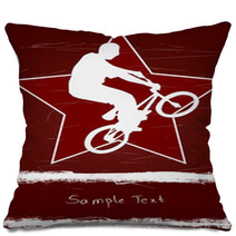 Guy On A Bmx And Red Star Pillows 12582380