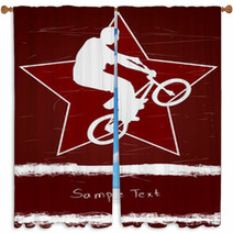 Guy On A Bmx And Red Star Window Curtains 12582380