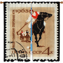 Guybozi - Horse Folk Game In Pamir On Post Stamp Window Curtains 32527460