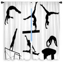 Gymastic Silhouettes Window Curtains 89015603