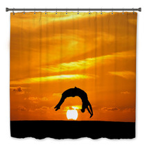 Gymnast In Sunset Doing A Back Handspring Bath Decor 47748248