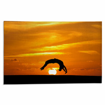 Gymnast In Sunset Doing A Back Handspring Rugs 47748248