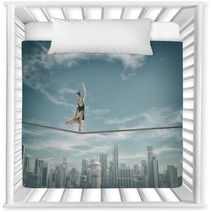 Gymnast Tightrope Above City Nursery Decor 123512869