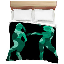 Gymnast Woman Silhouette With Ball Abstract Detailed Mosaic Background Illustration Bedding 142252316
