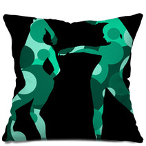 Gymnast Woman Silhouette With Ball Abstract Detailed Mosaic Background Illustration Pillows 142252316