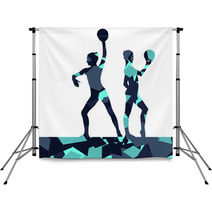 Gymnast Women With Ball In Abstract Background Mosaic Illustration Backdrops 137977183