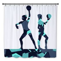 Gymnast Women With Ball In Abstract Background Mosaic Illustration Bath Decor 137977183