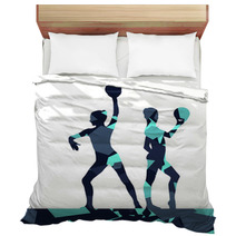 Gymnast Women With Ball In Abstract Background Mosaic Illustration Bedding 137977183