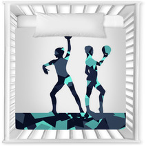 Gymnast Women With Ball In Abstract Background Mosaic Illustration Nursery Decor 137977183