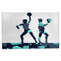 Gymnast Women With Ball In Abstract Background Mosaic Illustration Rugs 137977183
