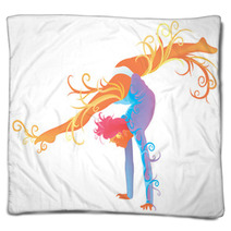 Gymnastic Performer With Abstract And Fantasy Concept Blankets 46362466