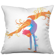 Gymnastic Performer With Abstract And Fantasy Concept Pillows 46362466