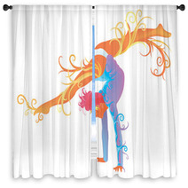 Gymnastic Performer With Abstract And Fantasy Concept Window Curtains 46362466