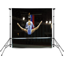 Gymnastics Competition With Individual On An Uneven Bar Backdrops 838209