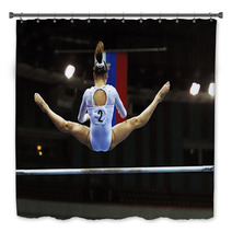 Gymnastics Competition With Individual On An Uneven Bar Bath Decor 838209