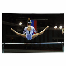 Gymnastics Competition With Individual On An Uneven Bar Rugs 838209