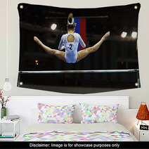 Gymnastics Competition With Individual On An Uneven Bar Wall Art 838209