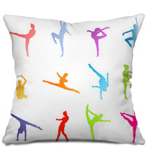 Gymnasts On A White Background Vector Concept Pillows 51635571