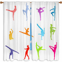 Gymnasts On A White Background Vector Concept Window Curtains 51635571