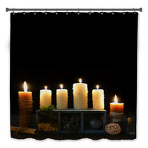 Halloween Background With Candles And Magic Objects Bath Decor 84300351