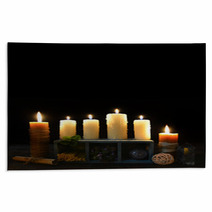 Halloween Background With Candles And Magic Objects Rugs 84300351