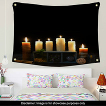 Halloween Background With Candles And Magic Objects Wall Art 84300351