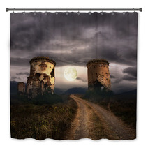 Halloween Background With Old Towers Bath Decor 68256428