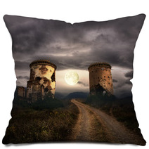 Halloween Background With Old Towers Pillows 68256428